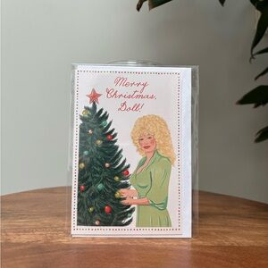 Vintage Style 'Merry Christmas, Doll!' Greeting Card - Green & Red